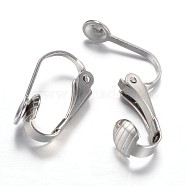 304 Stainless Steel Clip-on Earring Findings, Stainless Steel Color, 16x10x7.3mm(STAS-G081-63P)