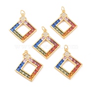Eco-Friendly Brass Micro Pave Cubic Zirconia and Glass with Enamel Pendants, Long-Lasting Plated, Lead Free & Cadmium Free & Nickel Free, Real 18K Gold Plated, Real 18K Gold Plated, 28x24x3mm, Hole: 3mm(KK-K268-30G)