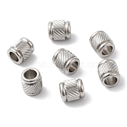 202 Stainless Steel European Beads, Large Hole Beads, Column, Stainless Steel Color, 8x7mm, Hole: 4mm(STAS-A081-04P)