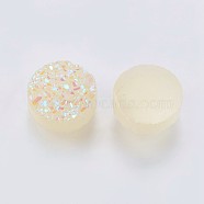 Imitation Druzy Gemstone Resin Cabochons, Flat Round, Beige, 8x3~4mm(RESI-E012-02I)