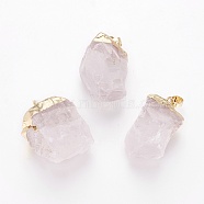 Natural Quartz Crystal Pendants, with Brass Findings, Nuggets, Golden, 30.5~38x20~30x14~21.5mm, Hole: 5x8mm(G-O169-01B-05G)