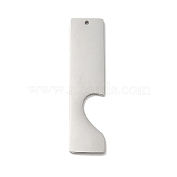 304 Stainless Steel Big Pendants, Laser Cut, Rectangle Charm, Stainless Steel Color, 50x12x1.5mm, Hole: 1.4mm(STAS-K270-17P)