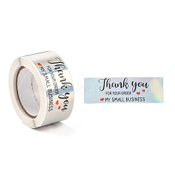 Laser Self-Adhesive Stickers, Roll Sticker, Rectangle with Word Thank you FOR YOUR ORDER MY SMALL BUSINESS, for Party Decorative Presents, Silver, 7.5x2.5cm, 120pcs/roll(DIY-P037-G02)