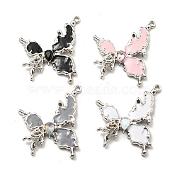 Alloy Glass with Enamel Pendants, Long-Lasting Plated, Lead Free & Cadmium Free, Platinum, Butterfly Charm, Mixed Color, 38x32x5mm, Hole: 1.8mm(PALLOY-K010-26P)