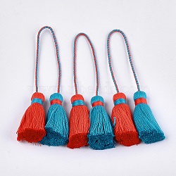 Polycotton(Polyester Cotton) Tassel Big Pendant Decorations, Two Tone, Red, 280~300mm(X-FIND-S302-01S)