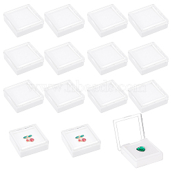 Transparent Acrylic Loose Diamond Display Boxes, with White Sponge Inside, for Gemstone, Jewelry Storage, Square, Clear, 4.3x4.2x1.5cm, Inner Diameter: 3.5x3.5x1cm(CON-WH0088-21)