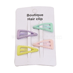 Triangle Spray Painted Iron Snap Hair Clip for Girls, Mixed Color, 16x30.5x3mm, 4pcs/card(PHAR-A011-15)