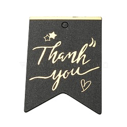 100Pcs Hot Stamping Thank You Paper Gift Tags, for Wedding, Baby Shower, Party Favors, Black, 6.4x4.45x0.05cm, Hole: 4mm(CDIS-A007-01C)