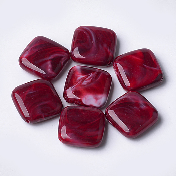 Acrylic Beads, Imitation Gemstone Style, Rhombus, Dark Red, 23x23.5x7mm, Hole: 1.8mm