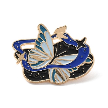 Magic Theme Enamel Pin, Golden Alloy Brooch for Backpack Clothes, Butterfly, 33x40x1.5mm