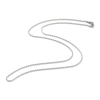 304 Stainless Steel Rope Chain Necklaces, with Lobster Claw Clasps, Stainless Steel Color, 2mm, 27.55 inch(70cm)