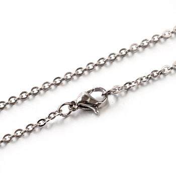 304 Stainless Steel Cable Chain Necklace, Stainless Steel Color, 17.7 inch(45cm), 2mm, Link: 2.5~2.9x2x0.5mm