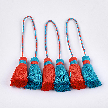 Polycotton(Polyester Cotton) Tassel Big Pendant Decorations, Two Tone, Red, 280~300mm