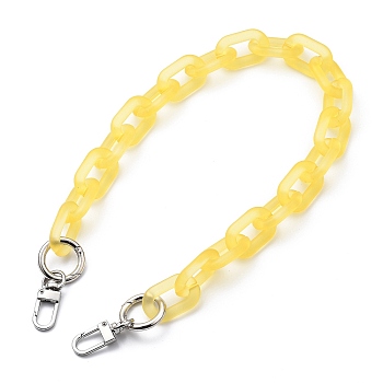 Bag Handles, with Transparent Acrylic Linking Rings, Platinum Tone Alloy Spring Gate Rings and Zinc Alloy Swivel Clasps, for Bag Straps Replacement Accessories, Yellow, 19.8 inch(50.5cm)