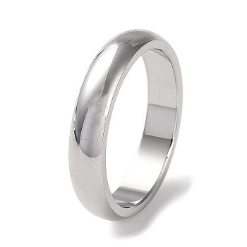 304 Stainless Steel Simple Plain Band Finger Ring for Women Men, Stainless Steel Color, 4mm, Inner Diameter: US Size 7 1/4(17.5mm)