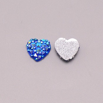 Plastic Cabochons, Clothing Accessories, Heart, Royal Blue, 12x12x4mm, 200pcs/bag