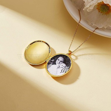Oval with Leaf Picture Locket Pendant Necklace(JN1037A)-3