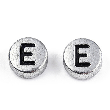 Silver Color Plated Acrylic Horizontal Hole Letter Beads(MACR-T009-13)-3