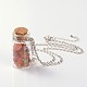 Cute Design Glass Wishing Bottle Pendant Necklaces(NJEW-JN01090)-2