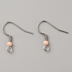 304 Stainless Steel Earring Hooks, French Hooks with Coil and Plastic Ball, PeachPuff, 19.5x18.5x3mm, Hole: 2mm, Pin: 0.7mm(STAS-WH0027-64P-02)