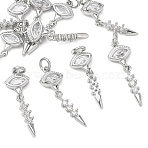 SHEGRACE Brass Clear Cubic Zirconia Pendants, Eye Charms, Cadmium Free & Lead Free & Nickel Free, Platinum, 22x7.5x2.5mm, Hole: 2.5mm(XGRQ3K023-540P)