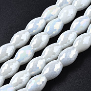 Electroplate Glass Beads Strands, AB Color Plated, Faceted, Oval, WhiteSmoke, 11x8mm, Hole: 1.2mm, about 60pcs/strand, 26.38 inch(67cm)(EGLA-S194-15A-A13)