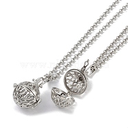 Brass Pendant Necklaces, Iron Rolo Chains, Round, Platinum, 32.20 inch(818mm)(NJEW-G089-15C-P)