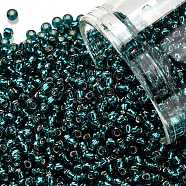 TOHO Round Seed Beads, Japanese Seed Beads, (27BD) Silver Lined Teal, 11/0, 2.2mm, Hole: 0.8mm, about 5555pcs/50g(SEED-XTR11-0027BD)