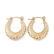 304 Stainless Steel Wheat Ring Thick Hoop Earrings for Women, Golden, 23.5x19x3.7mm, Pin: 0.7mm(EJEW-B018-08G)