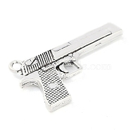 Tibetan Style Alloy Handgun/Pistol Pendants, Cadmium Free & Lead Free, Antique Silver, 34.7x20x4mm, Hole: 2.5mm, about 102pcs/500g(TIBEP-Q043-128-RS)