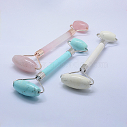 Natural Gemstone Massage Tools, Facial Rollers, with Alloy Findings, 14.5~15.5x5.1~5.5x1.8~2cm(G-K277-01)