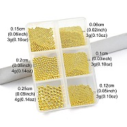 20G Stainless Steel Micro Beads, Tiny Caviar Nail Beads, Nail Art Decoration Accessories, Round, Golden, 0.6~2.5mm(MRMJ-YW0001-065A-G)