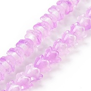 Transparent Glass Beads Strands, Flower, Plum, 11~12x7.5~8mm, Hole: 1.4mm, about 50pcs/strand, 11.42''(29cm)(LAMP-H061-01C-03)
