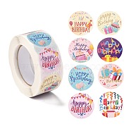 Birthday Themed Pattern Self-Adhesive Stickers, Roll Sticker, for Party Decorative Presents, Colorful, 2.5cm, about 500pcs/roll(DIY-E023-08B)