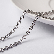304 Stainless Steel Cable Chains, Unwelded, with Spool, Oval, Stainless Steel Color, 4x3x0.8mm, about 65.61 Feet(20m)/roll(CHS-L014-20P)