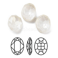 K9 Glass Rhinestone Cabochons, Point Back & Back Plated, Faceted, Oval, Crystal, 10x8x4mm(RGLA-M016-D01-002DE)