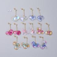Glass Cluster Beads Dangle Ear Studs, with Iron Bar, Plastic Ear Nuts, Brass Stud Findings, Cardboard Box, Mixed Color, 52mm, Pin: 0.8mm(EJEW-JE03915)