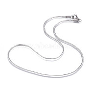 304 Stainless Steel Flat Snake Chain Necklaces, with Lobster Claw Clasps, Textured, Stainless Steel Color, 16.73 inch(42.5cm), 2mm(NJEW-F277-02B-P)