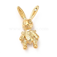 Ion Plating(IP) 304 Stainless Steel Pendants, Rabbit Charms, Real 14K Gold Plated, 17x7.5x4mm, Hole: 0.6mm(STAS-G295-21G)