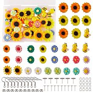 DIY Sunflower Earring Making Kit, Including Resin Cabochons & Pendants, 304 Stainless Stud Earring Findings, 316 Surgical Stainless Steel Earring Hooks, Mixed Color, 126Pcs/box(DIY-SZ0008-44)