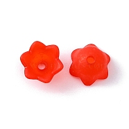 Chunky Red Transparent Frosted Tulip Flower Acrylic Bead Caps, Lily of the Valley, 10mm wide, 6mm thick, hole:1.5mm(X-PL543-6)
