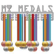 Fashion Iron Medal Hanger Holder Display Wall Rack, with Screws, Word MY MEDALS, Silver, 117x400mm(ODIS-WH0023-062)