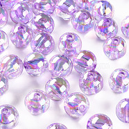 Transparent Acrylic Beads, AB Color Plated, Round, Lilac, 10x9mm, Hole: 2mm, about 940pcs/500g(MACR-S370-B10mm-746)