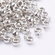 CCB Plastic Tube Bails, Loop Bails Bail Beads, Rondelle, Platinum, 9x6x4.5mm, Hole: 2.8mm(X-PCCBH-8574Y)