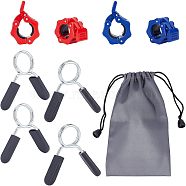 SUPERFINDINGS 9Pcs 5 Style ABS Plastic Barbell Clamps, with Stainless Steel Spring Clip Collars, Water-proof Leather Storage Drawstring Bag, Mixed Color, 16~79x10~79x0.4~32.5mm, hole: 24.5~28mm(FIND-FH0002-68)