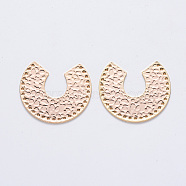 Brass Filigree Joiners, Nickel Free, Horseshoe, Real 18K Gold Plated, 30.5x35x1mm, Hole: 1mm(KK-T049-060G-NF)