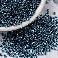 MIYUKI Round Rocailles Beads, Japanese Seed Beads, 8/0, (RR3207) Magic Royal Aqua Lined Crystal, 3mm, Hole: 1mm, about 422~455pcs/10g(X-SEED-G008-RR3207)