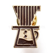 Coffee Maker Enamel Pin, Light Gold Plated Alloy Badge for Backpack Clothes, Coconut Brown, 23.5x15.5x1.5mm(JEWB-G012-F02)