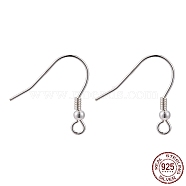 925 Sterling Silver Earring Hook Findings, Silver, 21 Gauge, Pin: 0.7mm, 18mm, Hole: 2mm, about 41pairs/20g(STER-M104-01C)