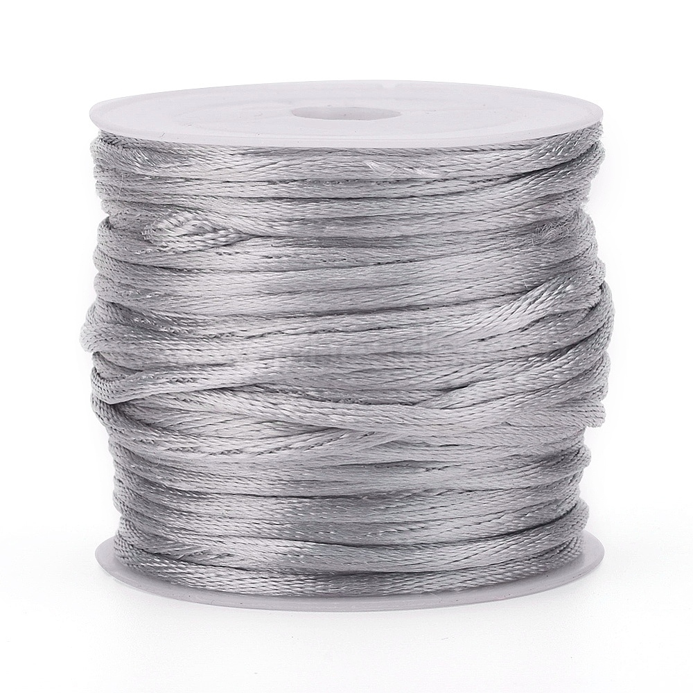 30MNylonRattailSatinCord,BeadingString,forChineseKnotting,JewelryMaking,Gainsboro,1mm,about32.81Yards(30m)/Roll